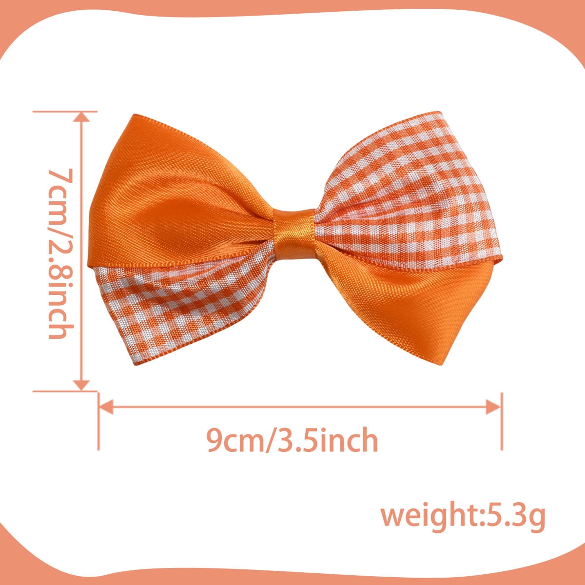 8 Pcs 3.5inch Satin Gingham Hair Bows for Girls 4-12 Years, Reversible Ribbon Clips for Picnics & Daily Hairstyles