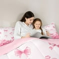 thumbnail image 5 of Feelyou Pink Princess Bowknot Full Size Comforter Sets, Dreamy Cartoon Bedding Sets, 3pcs, 5 of 8