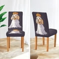 thumbnail image 3 of Yayeee 4 Pack Dining Chair Covers Stretch Parson Chairs Slipcovers Seat Protector, Yellow Halloween Dog, 3 of 6