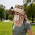 thumbnail image 5 of UV Protection Wide Brim Sun Hat with Detachable USB Rechargeable Cooling Fan, Floral Neck Flap Fishing Bucket Hat, Breathable Mesh Outdoor Sun Cap for Beach, Gardening, Cycling, 5 of 6