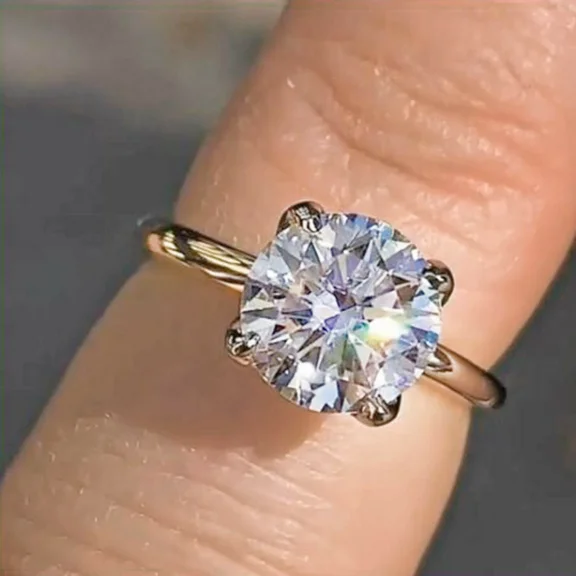 1.96Ct Round Moissanite Ring | VVS1 Solitaire | 925 Sterling Silver Band