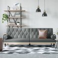 thumbnail image 1 of vidaXL Sofa Bed with Armrests Dark Grey Fabric, 1 of 5