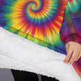thumbnail image 3 of Oversized Wearable Blanket Hoodie,Rainbow Tie Dye Mandala Pattern Sherpa Blanket Hoodie with Super Pockets,Super Warm Fuzzy Pullover for Women & Men, 3 of 6