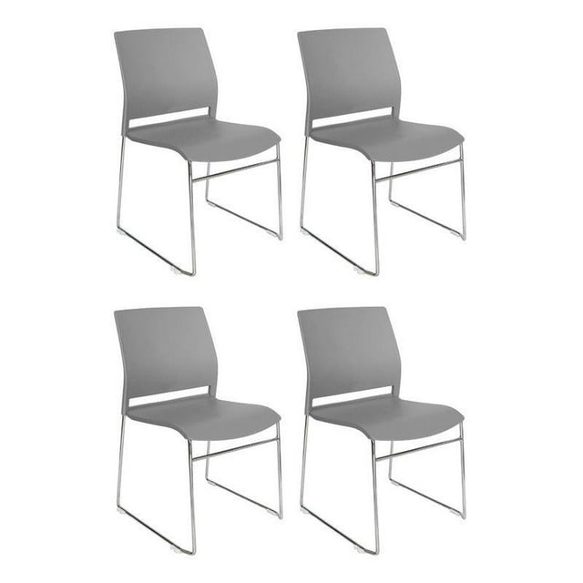 Set de 4 Sillas de Oficina para Visita Durables con Estructura de Acero, Modelo Delta