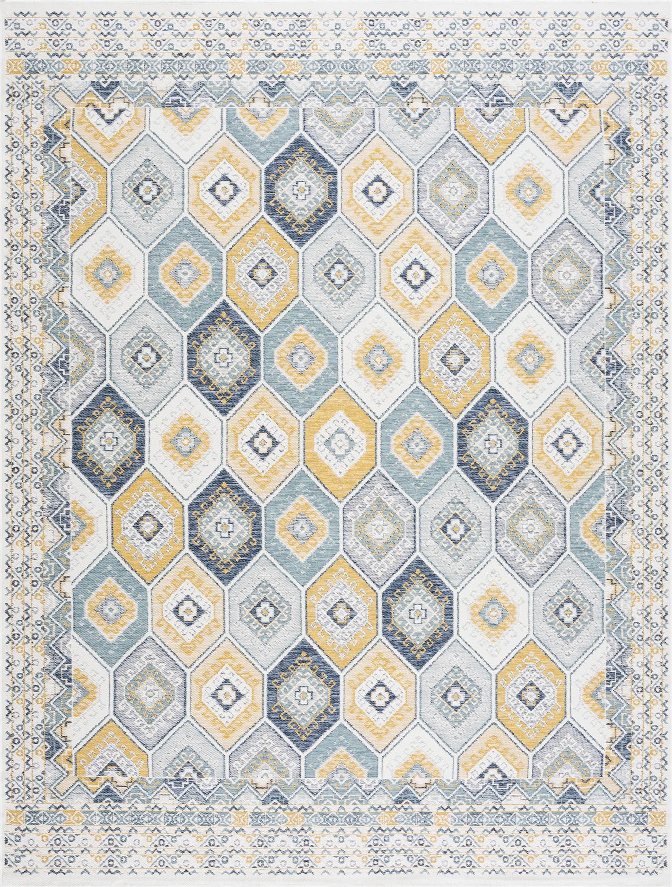 5x7 Water Resistant, Indoor Outdoor Rugs for Patios, Front Door Entry, Entryway, Deck, Porch, Balcony | Outside Area Rug for Patio | Navy, Geometric | Size: 5'3'' x 7'3''