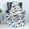 thumbnail image 4 of Narwhal Soft Flannel Fleece Throw Blanket, Watercolor Narwhals Orcas and Blue Whales with Anchors Arctic Fauna, Cozy Plush for Indoor and Outdoor Use, 50" x 70", Blue Grey Dark Blue, by Ambesonne, 4 of 5