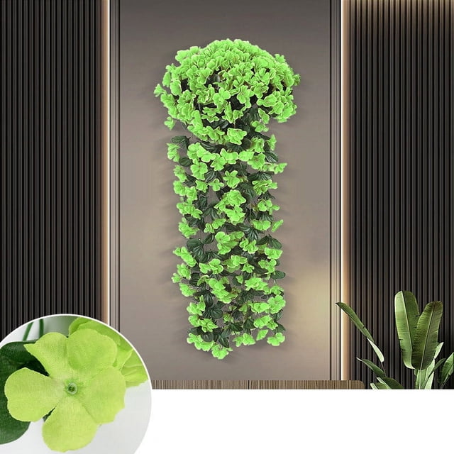 Guirnalda de Flores Artificiales de Seda Violeta Realista para Colgar En La Pared, Ideal para Bodas y Decoración Del Hogar, 215 Cm de Ancho y Hojas Flexibles, Fácil de Instalar Sin Herramientas.