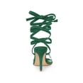 thumbnail image 2 of BLISSFUL STEP Women's Sandals Stiletto Heels Polka Dots Clear Strap Lace up Sandals Green 9, 2 of 7