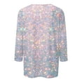thumbnail image 5 of JULMCOMO Womens Summer Tops 3/4 Length Sleeve Summer Round Neck T Shirts Work Elbow Length Floral Print Tees Loose Trendy Summer Tunic Blouse Pink L, 5 of 5