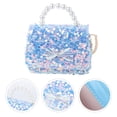 thumbnail image 4 of Bolso bandolera con lentejuelas brillantes y lazo para mujer, bolso de mano con cadena y perlas (azul lago), 4 of 7