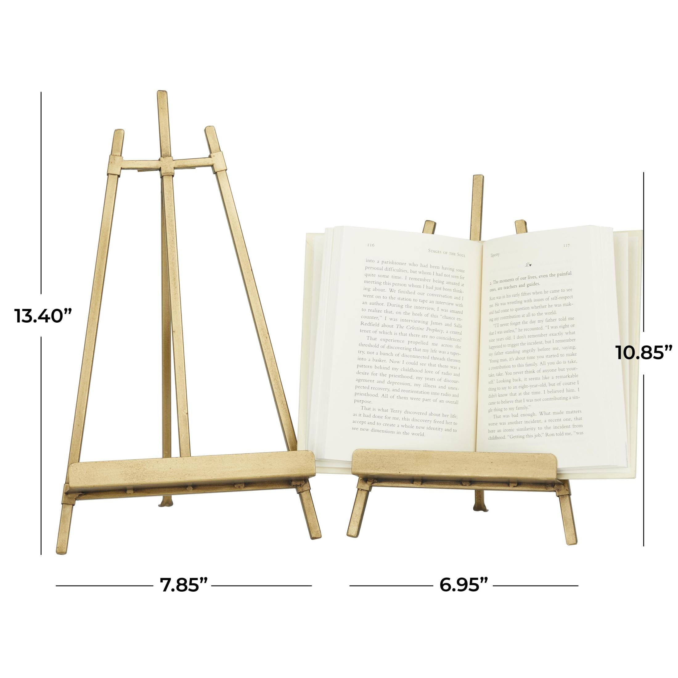 DecMode 13", 11"H Gold Metal Tabletop Triangle Easel with Foldable Stand, 2-Pieces