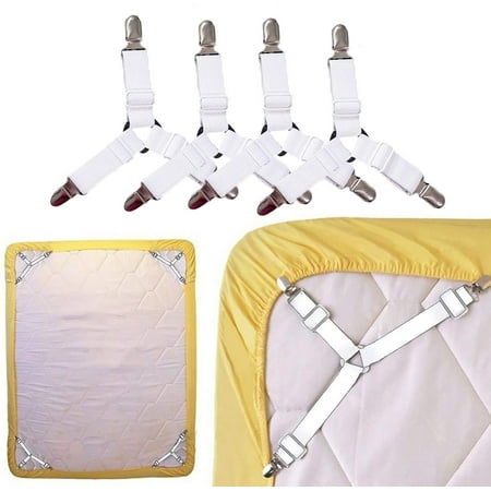 4 PCS Bed Sheet Holder Straps,3 Way Adjustable Sheet Band Clips ...