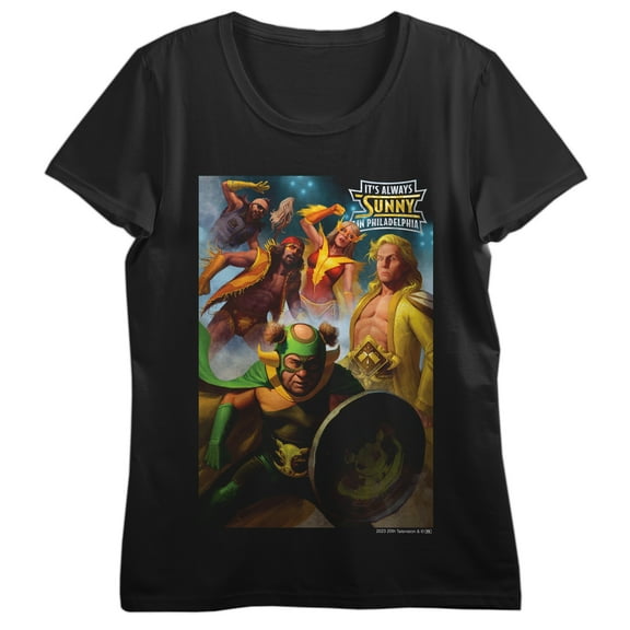 It's Always Sunny In Philadelphia Season 14 Key Art Crew Neck Short Sleeve Women's Black T-shirt
-Medium