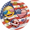 Patriotic Emoji Paper Plates, 7 in, 8 Count