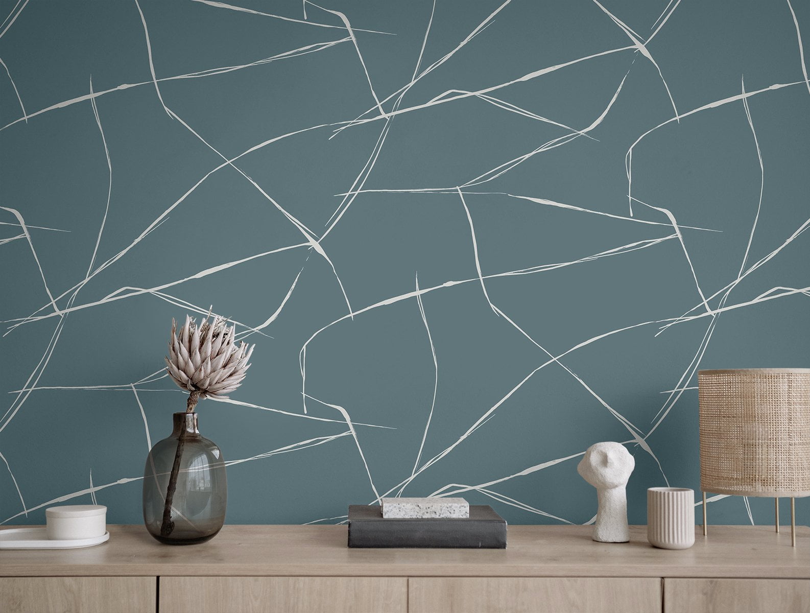 NextWall Blue Dusk Inkwork Abstract Peel and Stick Wallpaper
