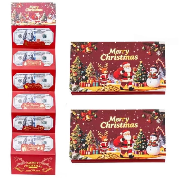 Christmas Cash Gift Envelopes, Creative Foldable 6-Slot Money Holder, 2 or 4 Pack Holiday Cash Envelopes For Christmas Gift Giving