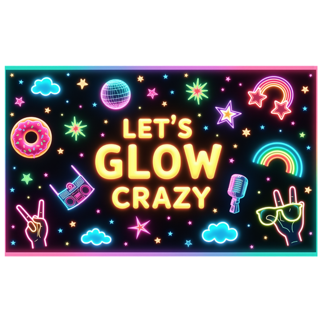 Neon Lights Glow Party Banner Retro Design Disco Theme for Birthday Party Indoor Decoration Dance Event
