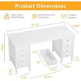 thumbnail image 3 of White Computer Desk with Fabric Drawers for Storage, 55 inch Home Office Desk with 8 Fabric Drawers, Writing Study Desk for Bedroom, 3 of 7