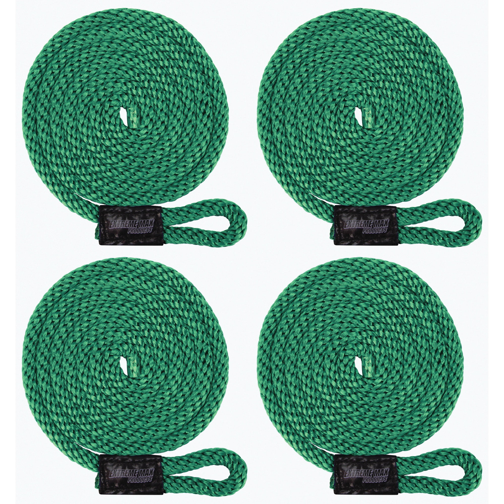 Extreme Max 3006.3372 BoatTector Solid Braid MFP Fender Line Value 4-Pack - 3/8" x 5', Forest Green