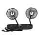 thumbnail image 5 of Ventilador de coche giratorio de 360°, 3 velocidades, doble cabezal, mini ventilador alimentado por USB para coche, hogar y oficina (negro y plateado), 5 of 14