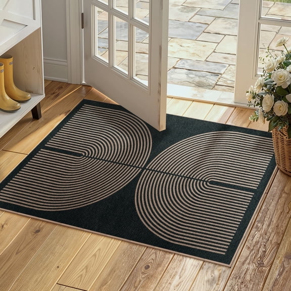 RUG ROBOT Modern Rainbow 2'x3' Rugs for Entryway, Washable Easy Jute Indoor Outdoor Rug, Non Slip Farmhouse Small Door Mat for Kitchen Bathroom Deck Patio