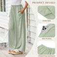 thumbnail image 3 of TEMOFON Pants for Women Wide Leg Linen Pant Summer Casual Palazzo Light Green Flowy Pants with Pocket Drawstring Loose Lightweight Pants XXL, 3 of 10