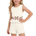 thumbnail image 2 of Amidoa Girls 2 Piece Outfits Summer Clothes Tank Top Sleeveless Solid Color Cute T-Shirt and Casual Shorts Kids Clothing Sets White Size 1T, 2 of 9