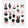 thumbnail image 3 of Ambesonne Cactus Shower Curtain, Succulent Pots, 69"Wx75"L, Pale Pink White, 3 of 3