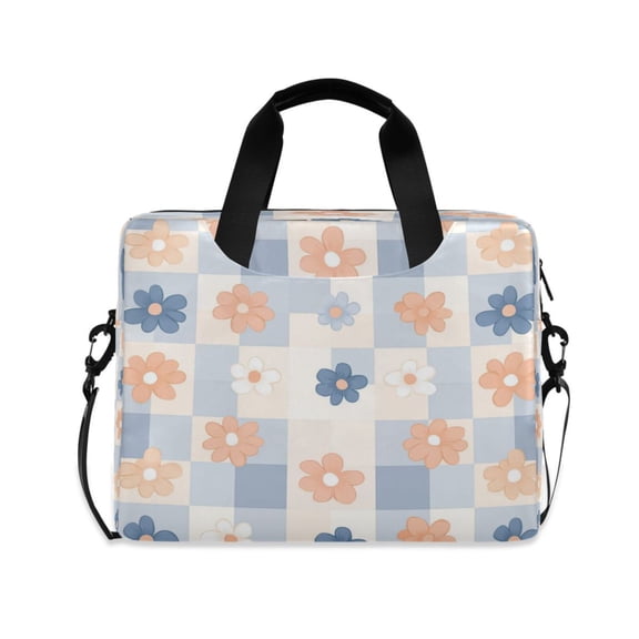 16inch Laptop Briefcase, Business Laptop Bag with Detachable Strap & Padded Compartment, Water-Resistant Polyester,Floral Checkered