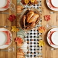 thumbnail image 5 of Orange Green Pumpkins Fall Table Runner - 72 Inch Long Thanksgiving Maple Leaf Plaid Cotton and Linen Blended Dress Scarves Farmhouse Table Runner for Kitchen Dining, Coffee Table, 13" x 72", 5 of 8