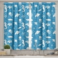 thumbnail image 2 of Ambesonne Sealife Valance & Curtain, Navy Seahorse Pipefish, 55"x30", Turquoise White, 2 of 6