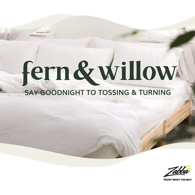 Fern and Willow Pillows for Sleeping - Set of 2 Queen Size Down Alternative Pillow  Set w/ Luxury Plush Cooling Gel for Side, Bac