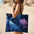 thumbnail image 5 of Blue Moth Cosmic Floral Artwork Fantasy Art Picnic Blanket Waterproof Outdoor Beach Blanket Hand-held Pad Suitable for Travel, Camping, Beach, Family Gatherings, 5 of 8