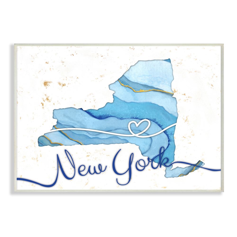 Stupell Industries New York Agate Blue US State Design Wall Plaque by Ziwei Li