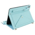 thumbnail image 4 of Case for iPad mini 6/mini 2024, Folio Stand PU Leather Rugged Cover with Shoulder Strap and Handstrap with elastic, Multi-Card Slots Cash Pockets Pen Slot Envelope Pocket Wallet Case, Blue, 4 of 10
