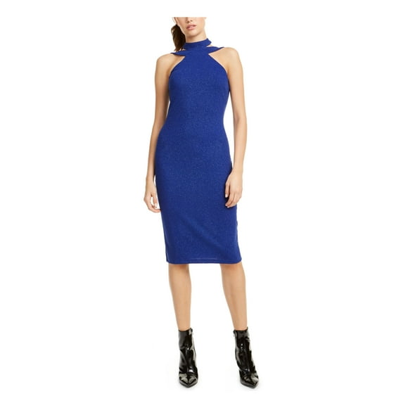 JUMP Womens Blue Sleeveless Below The Knee Sheath Cocktail Dress 3\4