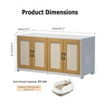 thumbnail image 5 of Double Cat Litter Box Enclosure for 2 Cats, 47.2" Large Wood Cat Hidden Furniture with Sisal Doors, Indoor House TV Stand, Sliding Bottom, Easy to Clean, 5 of 7