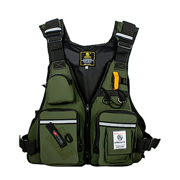 Xihbxyly Chaleco Salvavidas Multibolsillos, Tejido Reflectante de Alta Visibilidad, Ajuste con Hebillas, Ideal para Pesca y Remo Al Aire Libre, Bolsillo Interior Seguro, Silbato de Emergencia, Tamaño