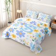 thumbnail image 3 of Meiyoeat Delicate Wildflower Letter S Twin Quilt Set for Girls,Cute Art Twin Coverlet Set for Bedroom,Light Blue Yellow White, 3 of 7
