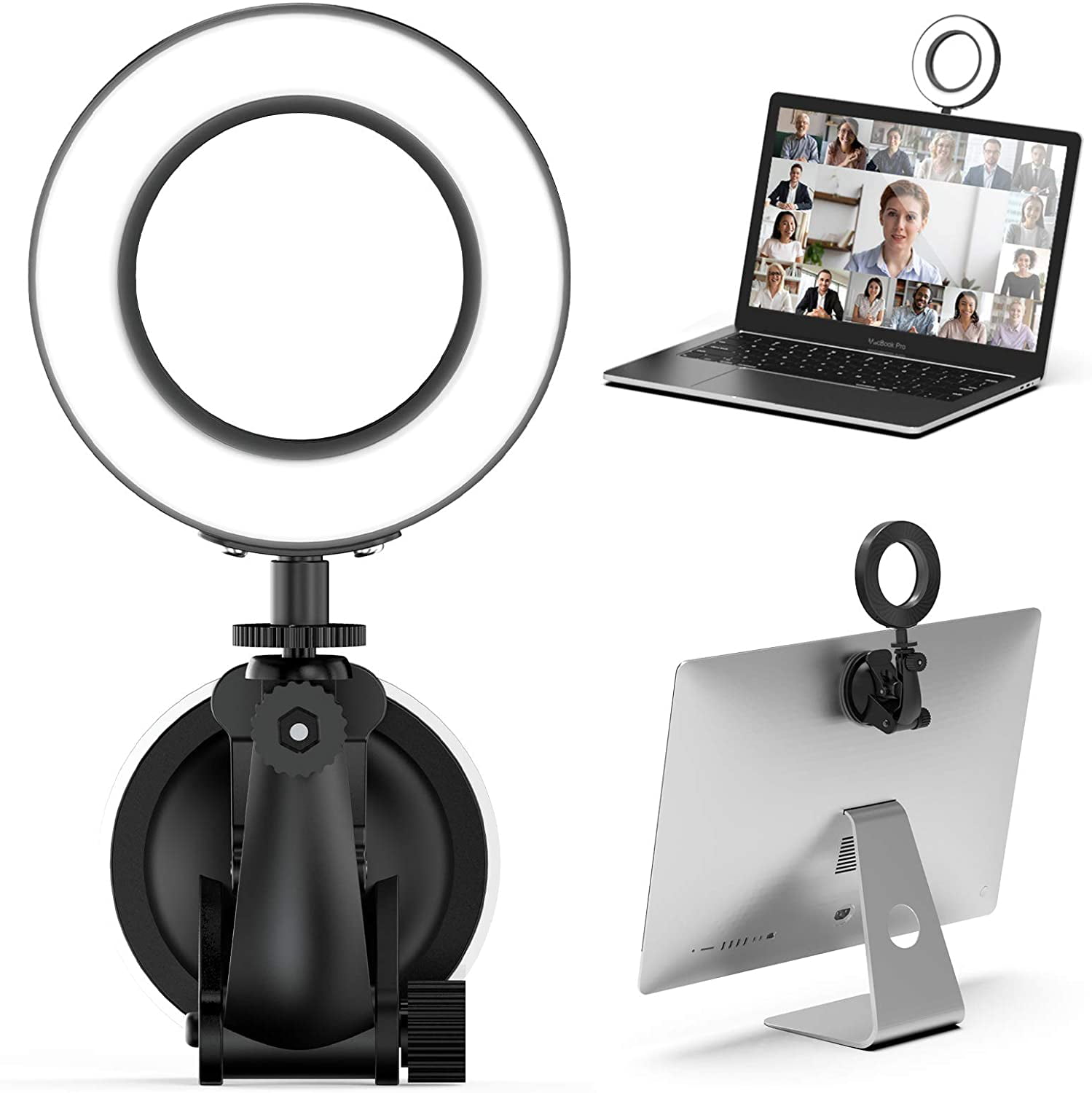 Video Conference Lighting Kit with Suction Cup 2500k-6500k Dimmable Laptop Light for Zoom Meetings,Remote Working Self Broadcasting and Live Streaming 