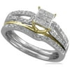 Forever Bride 1/2 Carat T.W. Diamond Sterling Silver with 10kt Yellow Gold Accent Bridal Set