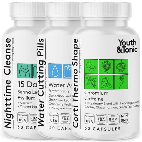 Disciplina dietética juvenil y tónica para alimentación consciente, limpieza, desintoxicación y apoyo energético: peso del agua, limpieza intestinal y forma CortiThermo para el metabolismo, pérdida de