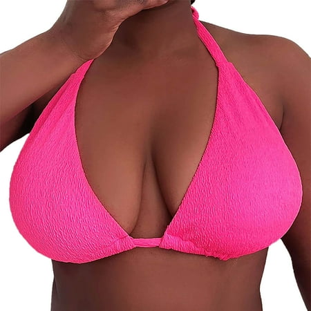 LWNYDPLSD Strapless Bra for Big Bust Triangle Bag Plus Size Beach Bikini Large Backless Swimsuit Top for Women Workout Clothes for Women Hot Pink 3XL