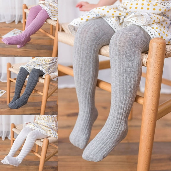 2-12 Y Elastic Waist Premium Cotton Girls Pantyhose Ultra Soft Solid Color Twist Pattern Kids Leggings for Daily Wear