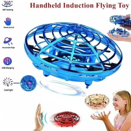Willstar Drone Toy UFO Quadrocopter Flying Ball Drone Toys Aerobatic Flying Ball Hand Controlled Gift for Kids-Red