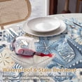 thumbnail image 4 of Navy Blue Starfish Coastal Round Tablecloth 54 inches Beach Botanical Coral Nautical Waterproof Oil-Proof Table Cloth Round Table Cover for Holiday Party Picnic Dinner Decor Indoor and Outdoor Use, 4 of 9