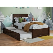 AFI Nantucket Twin Wood Platform Bed with Footboard and Twin Trundle, Walnut
