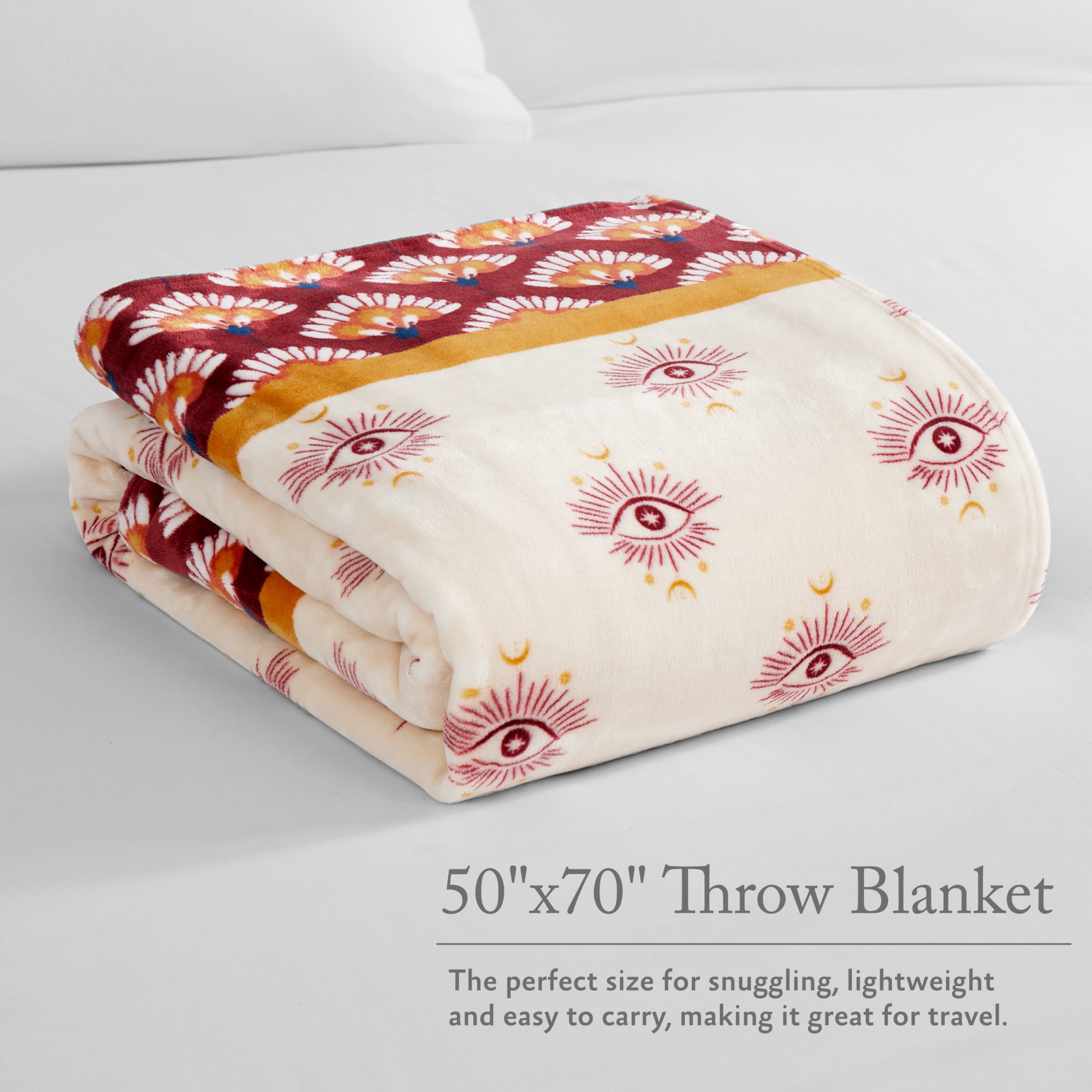 Jessica Simpson Plush Throw Blanket, Burgundy / Red, 50" x 70"