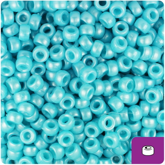 BeadTin Light Blue Pearl 6.5mm Mini Barrel Pony Beads (1000pcs)
