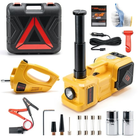 BALKONI Electric Car Jack Set 5 Ton Hydraulic Jack Car Lift Floor Jack with Integrated Tire Pump and Impact Wrench for Sedans SUV MPV Sedan Truck Change Tires Garage Repair